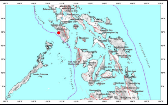 A magnitude 5.6 earthquake jolts Mindoro today, Oct. 3 early morning.