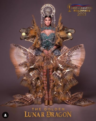 Miss Philippines Beatrice Luigi Gomez's national costume Bakunawa-inspired during Miss Universe 2021