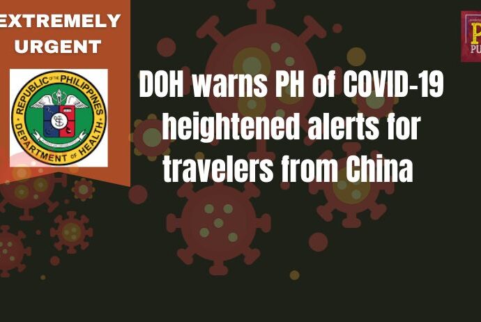 DOH urgently warns PH of COVID-19 alerts for travelers from China