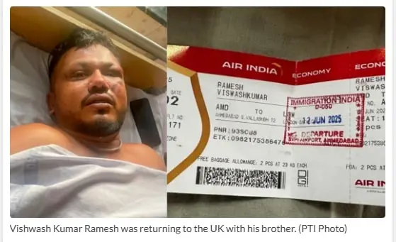 Vishwash Kumar Ramesh, lone survivor, seated on seat 11A. Vishwash Kumar Ramesh has been identified as the only survivor of the Air India crash.